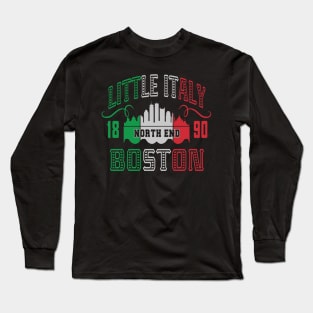 Vintage Little Italy Italian Flag Boston North End Italian Original Long Sleeve T-Shirt